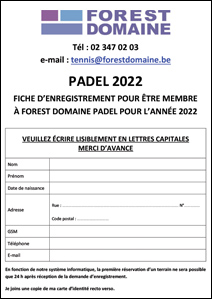 Fiche enregistrement padel